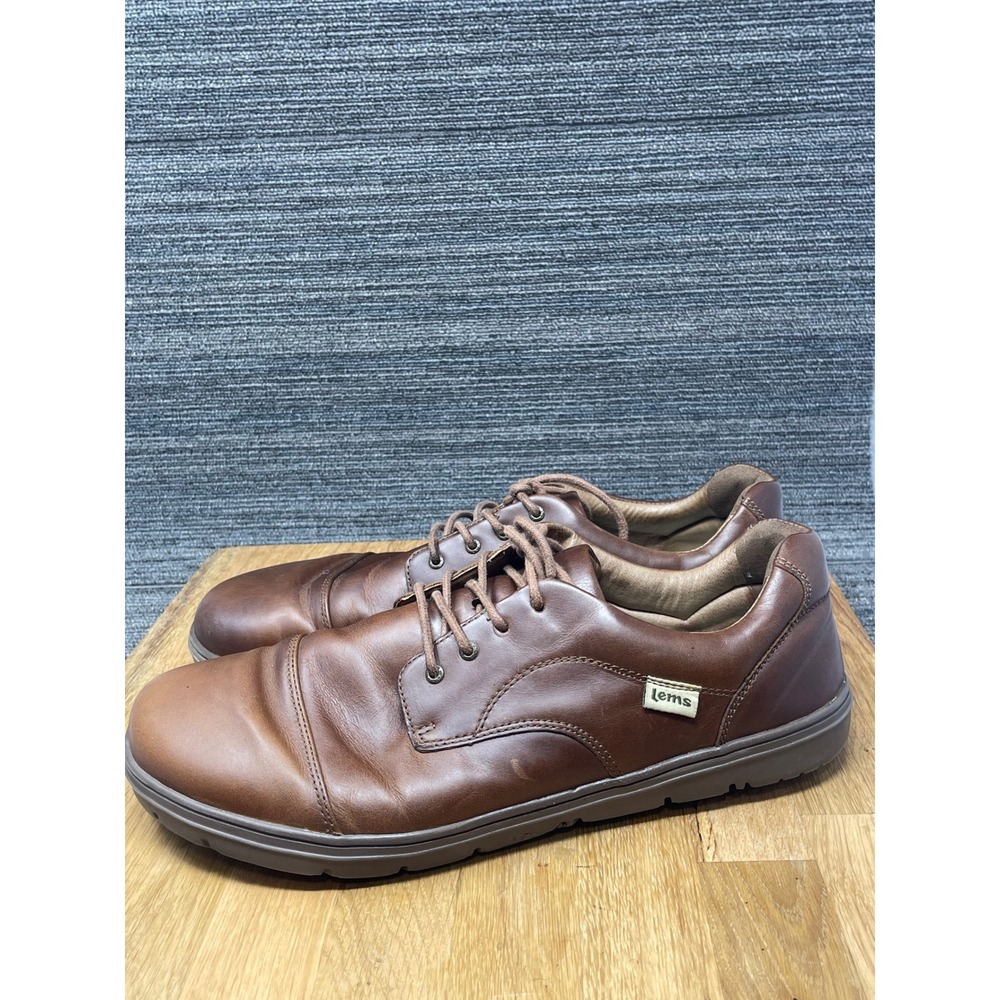 Lems Nine2Five Shoes Men US 14 EU 48 Brown Leather Minimalist Barefoot Oxford